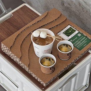 Creative Coffee Cup Corrugated Cup Holder Custom Paper Cup Holder Ins Corrugated Milk Tea Cup Tray Disposable Tasting Cup Holder