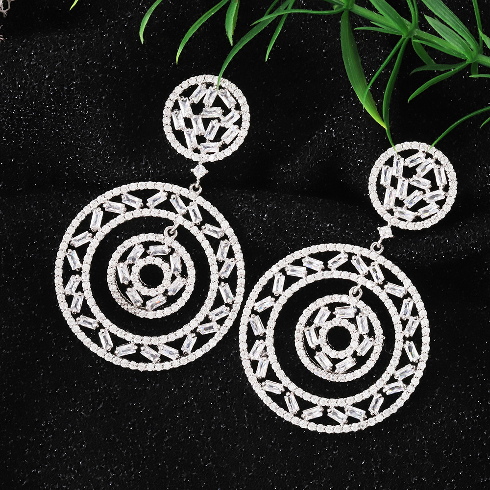 geometric retro elegant earrings with zircon