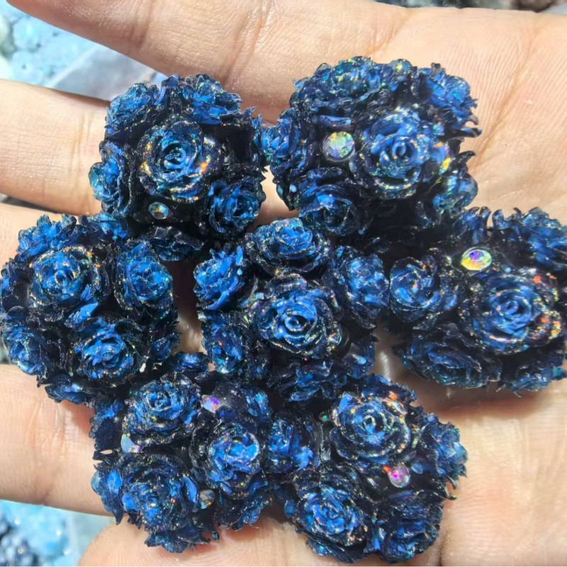 新款深浅系列仿真山茶花花球可过笔直孔DIY手机链饰品配件|undefined