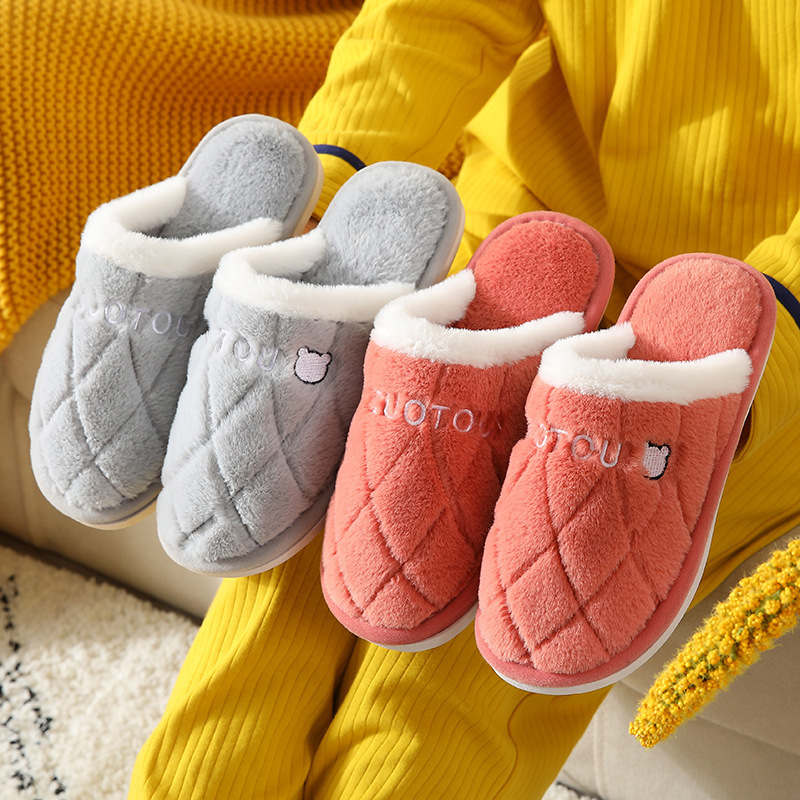2024 New Couple Cotton Slippers Women's Autumn and Winter Indoor Home Thick Bottom Non-slip Wear-resistant Home Warm Men's