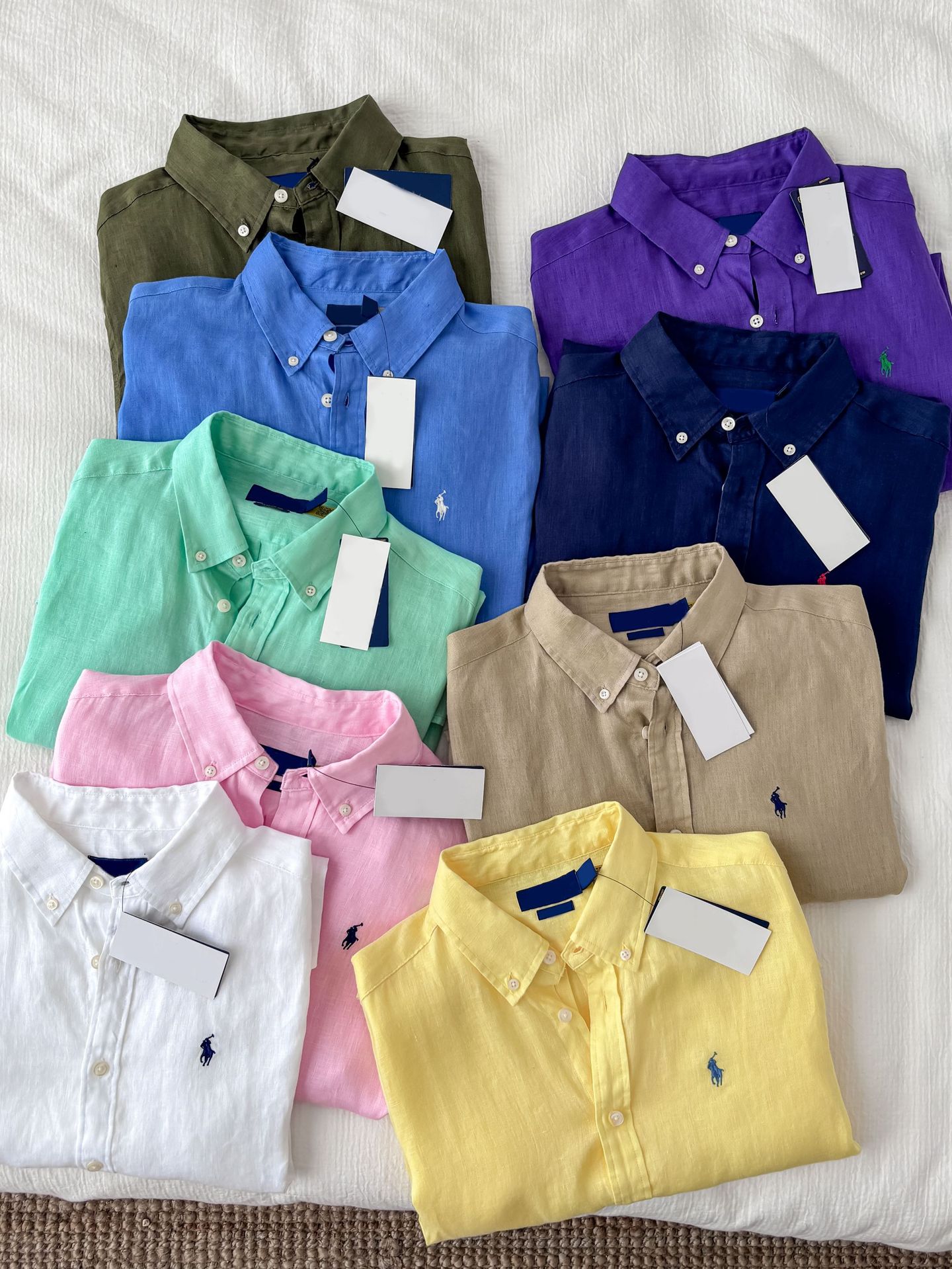 Summer Rl Brand High-End [100% Linen Shirt] with Qr Code, Unisex, Pony Logo, Sun Protection Shirt