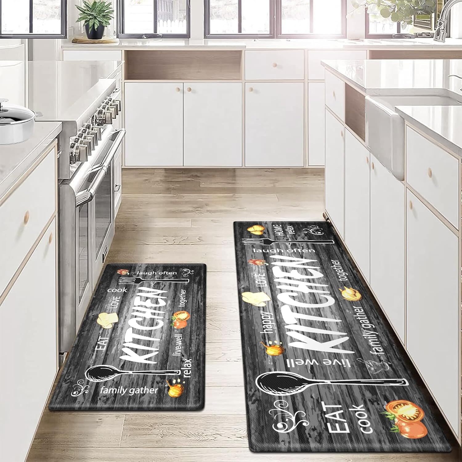 Teppich für Zuhause und Küche, dicke, lange Streifen, Kombination aus Bodenmatte, Ölabsorption und Schmutz abweisender Badezimmer-Fußmatte_voghion.com