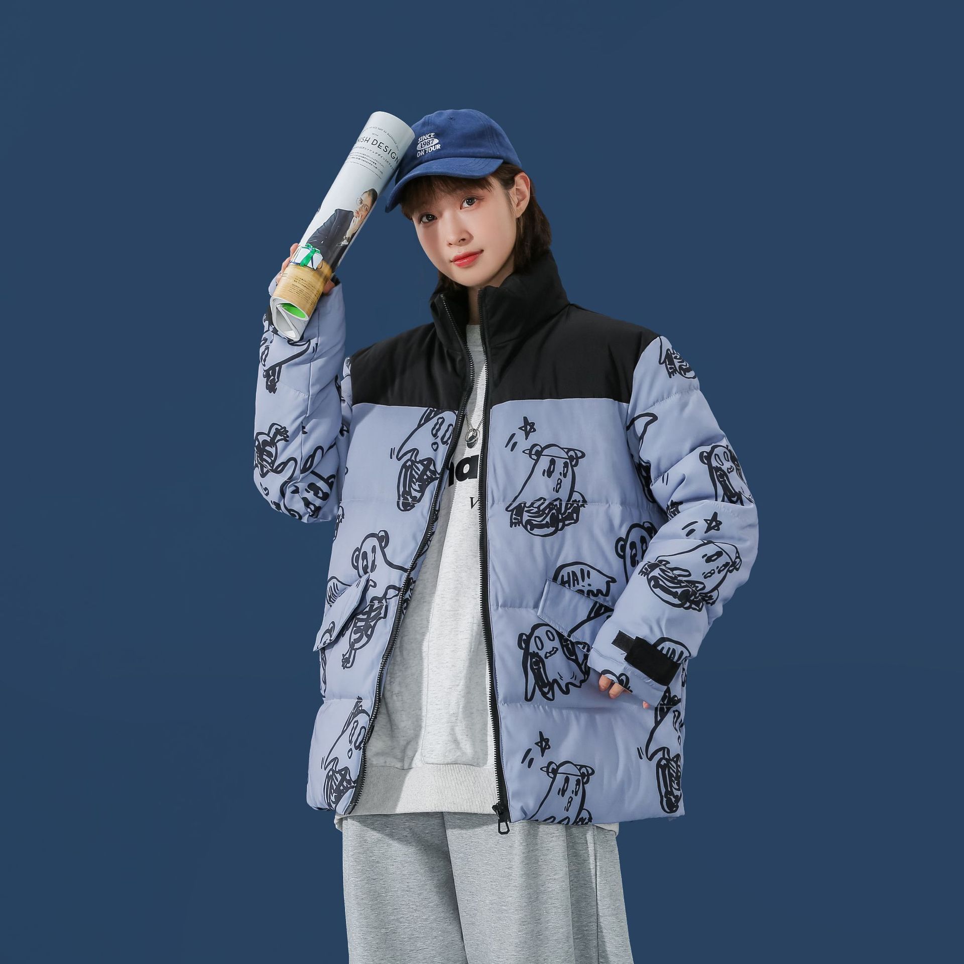 2021 abrigo de algodón acolchado pareja estilo coreano abrigo de pan grueso abrigo casual de moda fantasma abrigo grueso de algodón acolchado