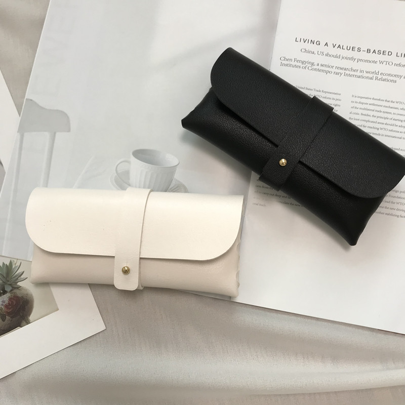 Pressure-resistant white leather storage trendy glasses sunglasses box color glasses cloth microfiber glasses bag