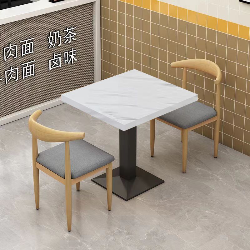 Snack bar bar barbecue desayuno comida rápida mesa y silla combinación de té de leche tienda de postres mesa de restaurante comercial económico