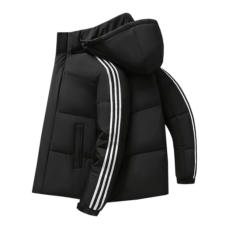 Men's down Jacket Adidas Winter Popular Live Three-Stripe Hooded Coat Unisex Couple Cross-Border Trendy Brand
