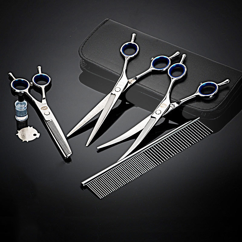 Pet beauty scissors curved teeth cut teddy dog professional hair repair set master cut dog hair tools wholesale Pet beauty scissors curved teeth cut teddy dog professional hair repair set master cut dog hair tools wholesale