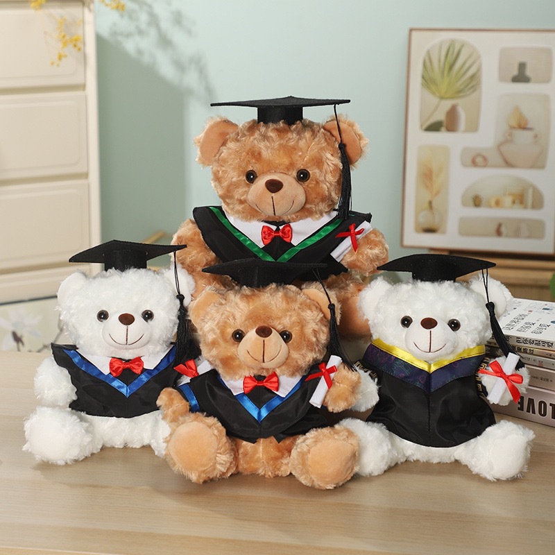 Graduation Doctor Bear Puppy se puede imprimir logotipo maestro de licenciatura Teddy Bear muñeca regalo de graduación
