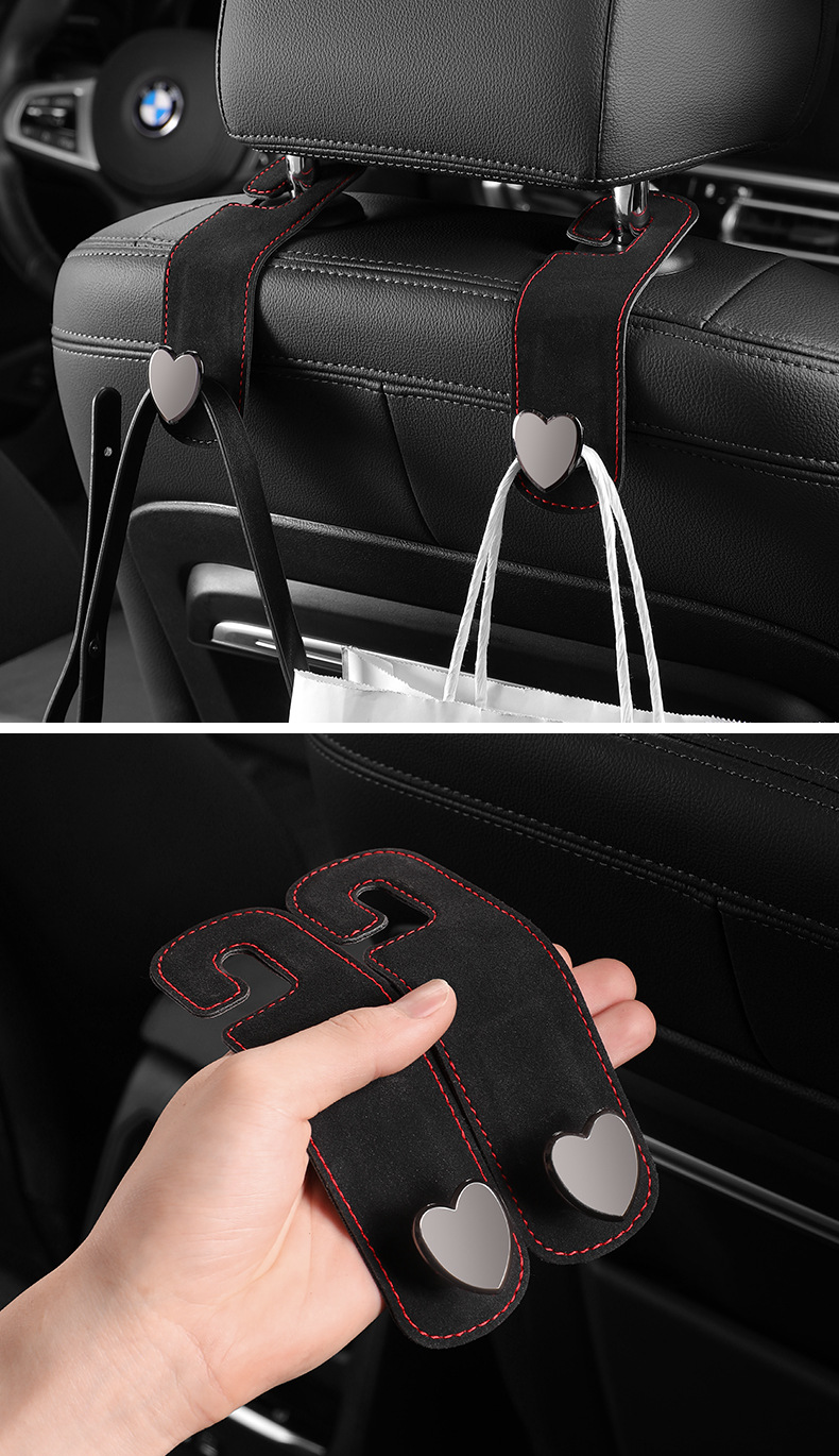 Car Hook Suede Metal Head Hook Rear Seat Back Storage Car Interior Decoration Supplies