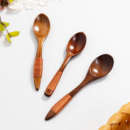 Japanese style small spoon nanmu spoon small wooden spoon ice cream dessert spoon coffee spoon mixing spoon manufacturer wholesale