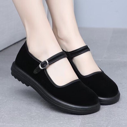 One-Button Work Shoes, Soft-Soled Work Shoes, Black Work Clothes, Long Standing Shoes, Old Northern Cloth Shoes, Dance Women's Shoes
