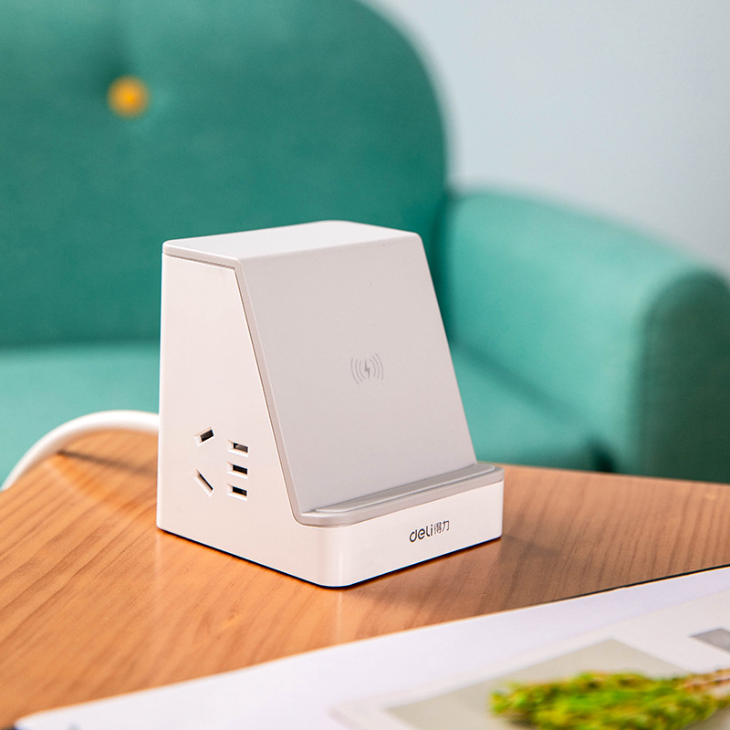 得力33670带线排插电插座 插线接线板拖线转换器智能无线手机充电