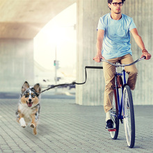 跨境自行車遛狗器遛狗棒寵物牽引器不銹鋼自行車遛狗繩戶外遛狗繩