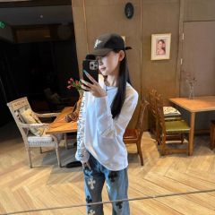 胖mm字母长袖t恤大码打底衫女春秋季2025新款圆领宽松设计感上衣