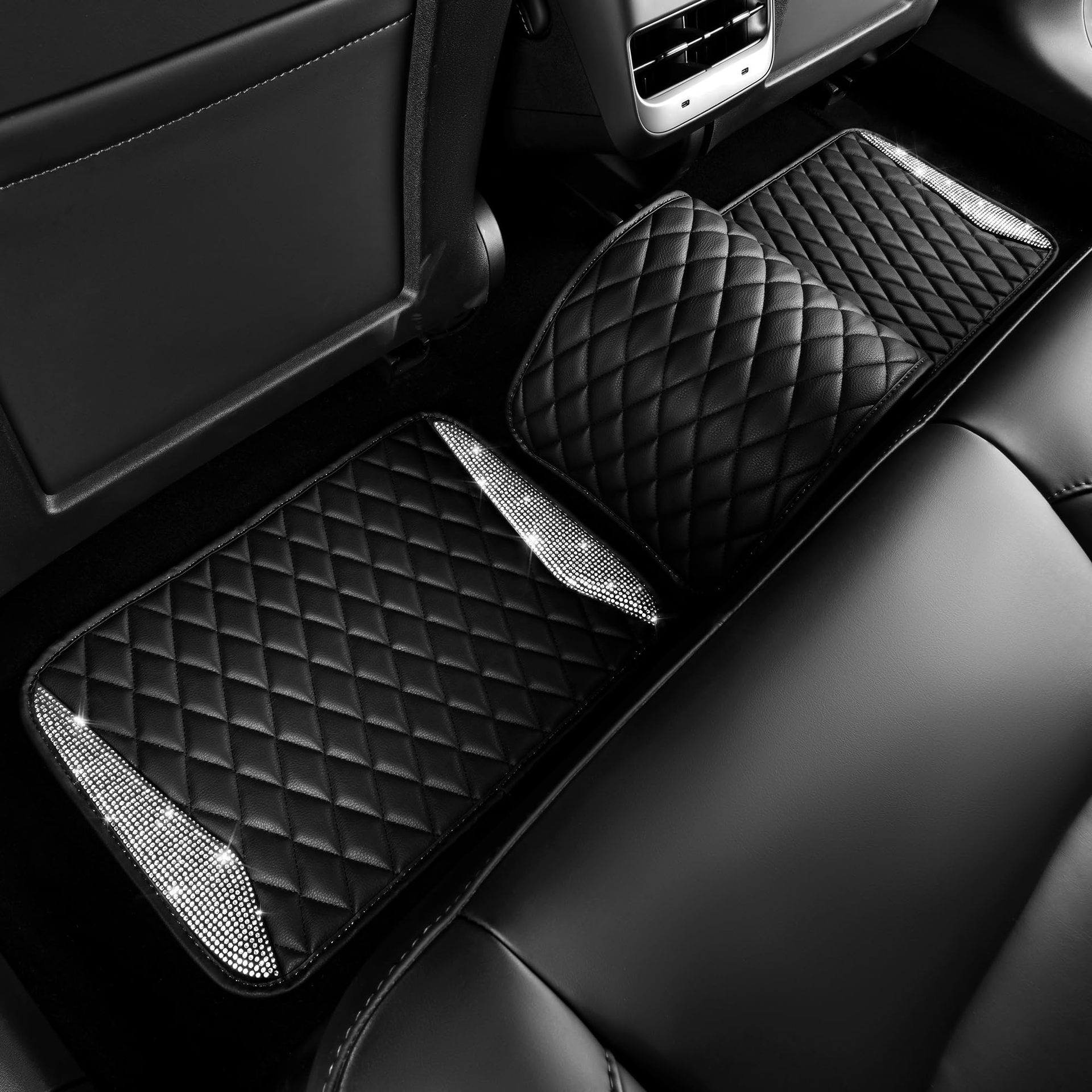 Shiny Leather Car Floor Mat with Rhinestones and Crystals, Universal Non-Slip Waterproof Mat for Women, Rhinestone Car Anti-Slip Mat