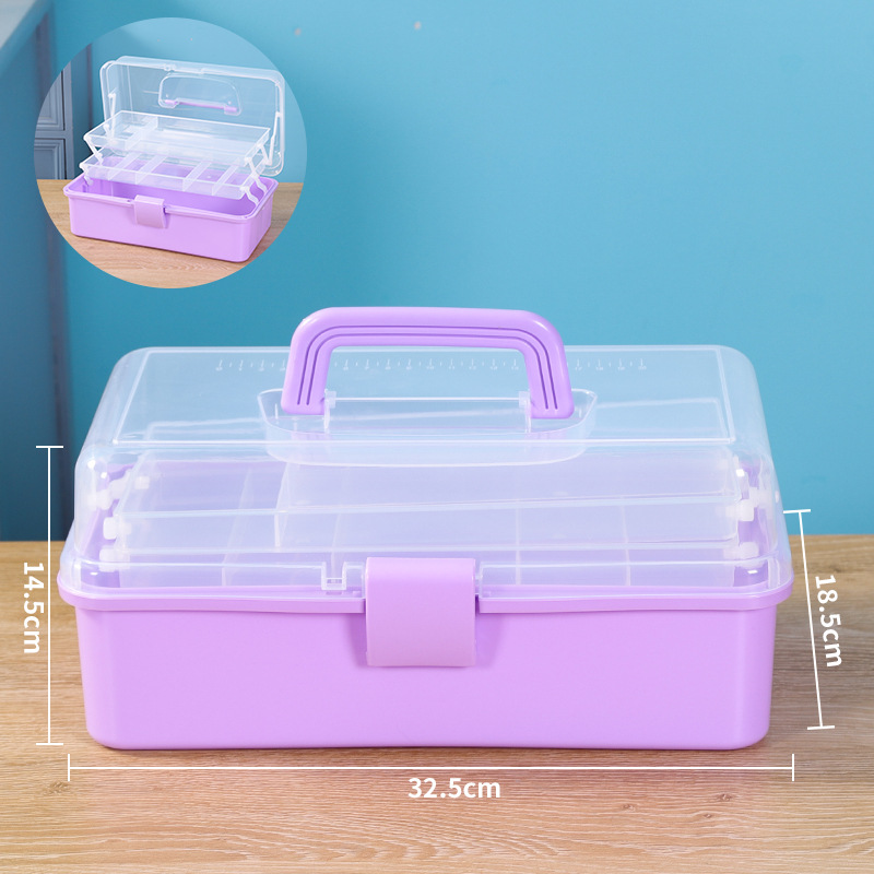 561 3 층 큰 분할 보라색 32.5*19.5*14.5