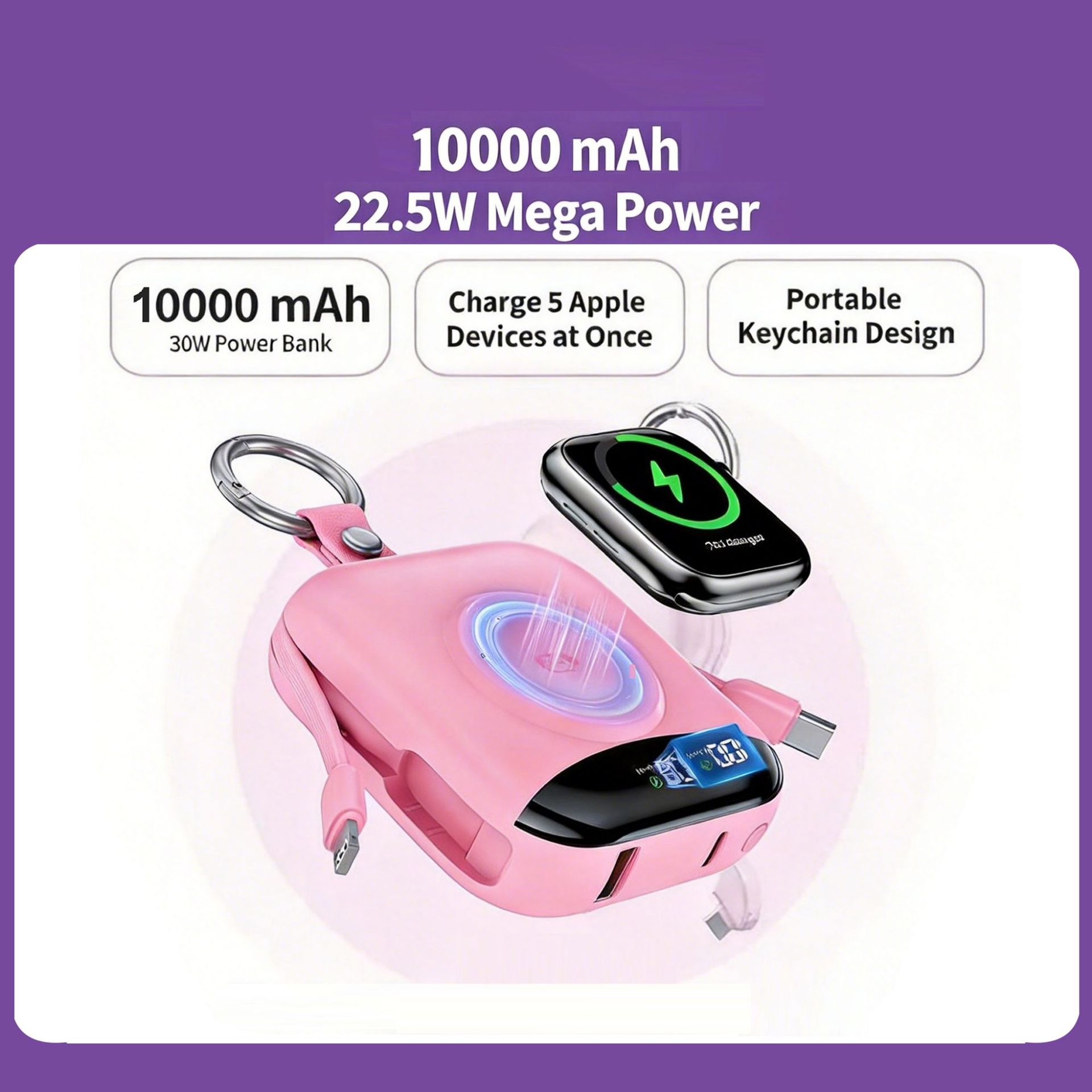 Batería Portátil Inalámbrica Magnética de PVC, Silicona y ABS, Carga Rápida, para Teléfonos y Relojes image 4