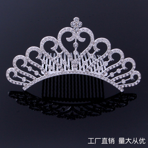 Korean bridal bridesmaid outfit, Xiuhe dress, white crystal crown, princess-style diamond-studded hair comb, bridal headpiece, wholesale