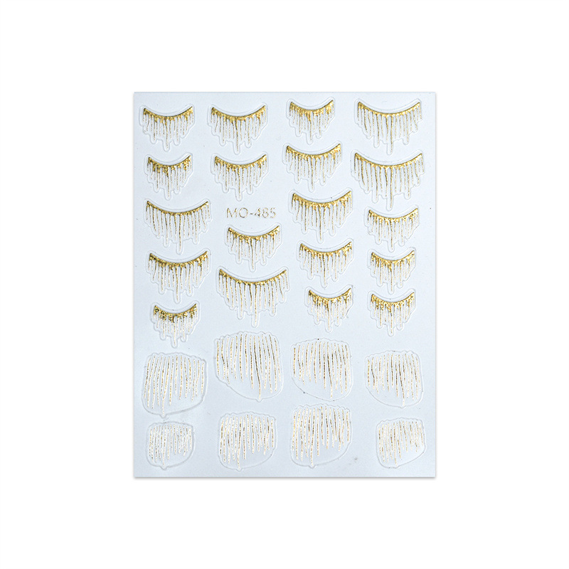 Nueva pegatina de uñas con borla intermitente dorada Huacai bronceado bronceado bronceado plateado láser spetering francés pegatinas de uñas en relieve