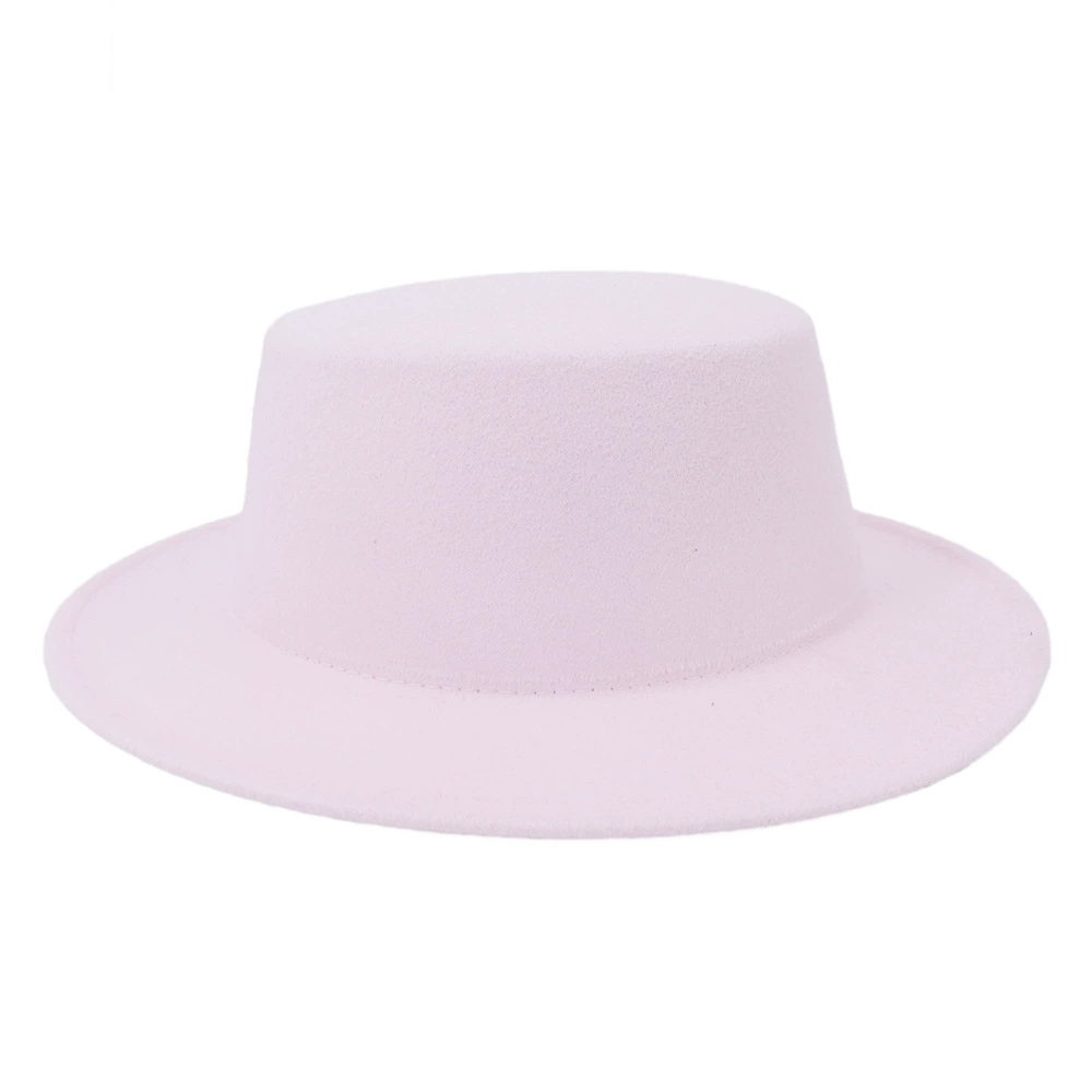 wide brim fedora Bauhinia Fashion Imitation Woolen Boater Flat Top Hats For Women Men Felt Wide Brim Fedora Hat Lady Green/Pink Panama Jazz Cap cream fedora hat