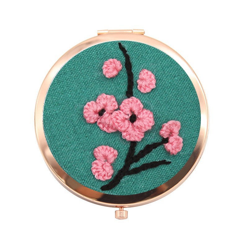 Bordado hecho a mano diy auto-bordado espejo cosmético paquete de material matar el tiempo de tela creativa Lu bordado espejo de mano de doble cara