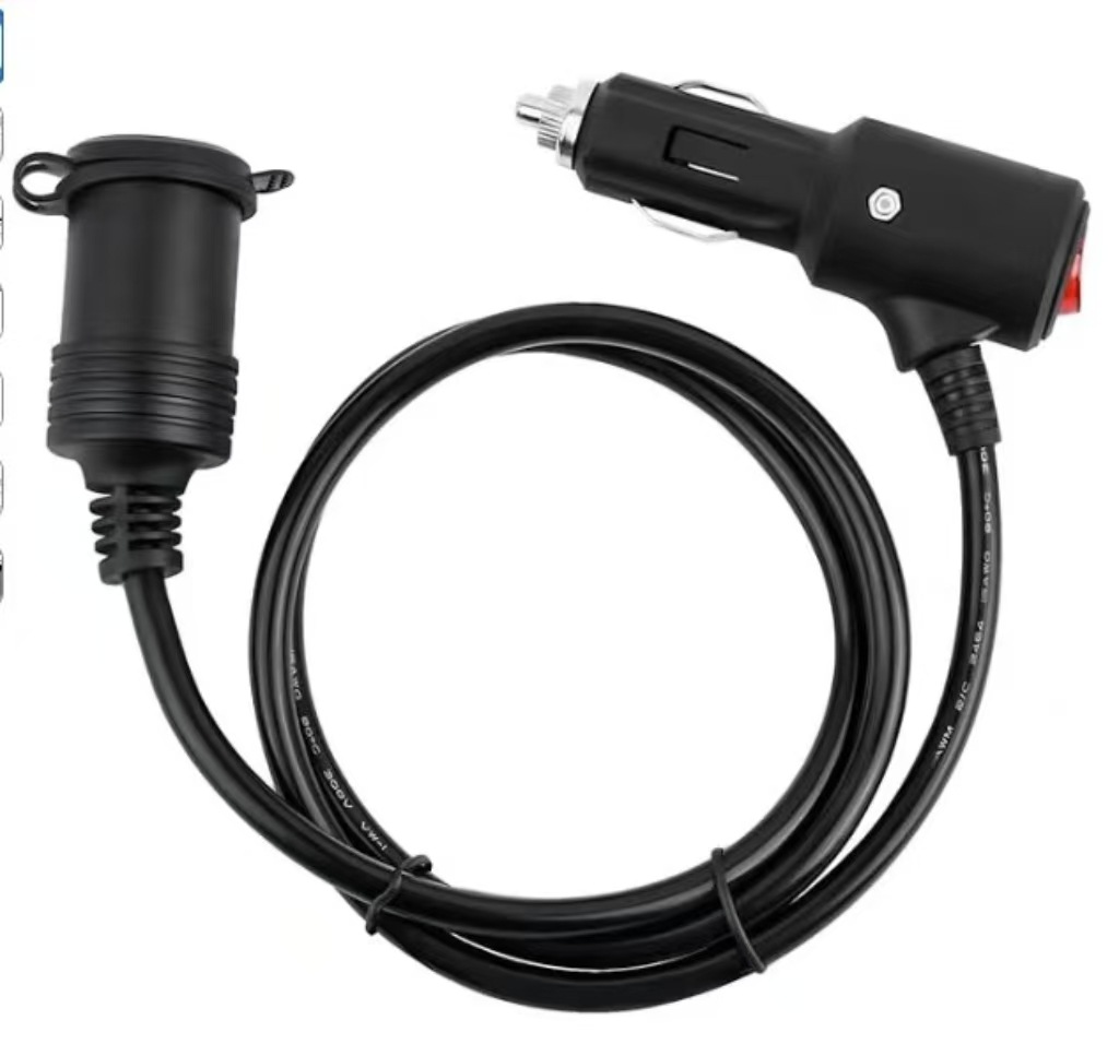 High-Power Cigarette Lighter with Switch Extension Cord, Car Charging Cable, Car Air Pump, Car Washer Connection Power Cord