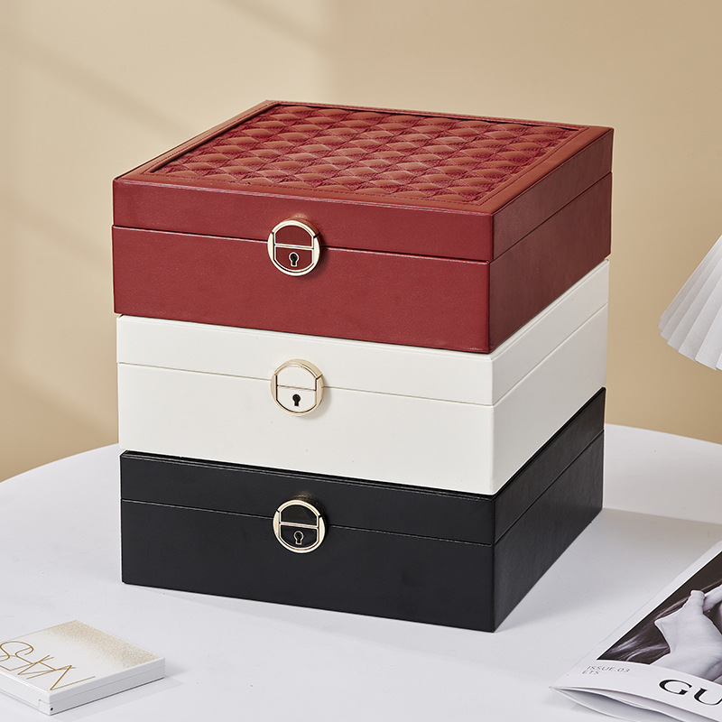 Boda cumpleaños alta sensación caja de joyería anillo de gran capacidad relojes pulseras portátiles con joyería caja de almacenamiento de bloqueo al por mayor