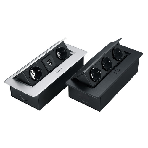 Elevated hidden EU power multimedia desktop outlet, embedded with European and American standard and German standard USB conference table outlet