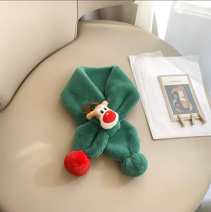아동용 겨울 보온 퍼 목도리 사슴 인형 장식 방풍 넥워머