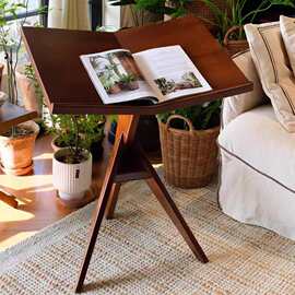 简约风实木沙发边几移动床边桌子小茶几升降推车琴谱阅读书架折叠