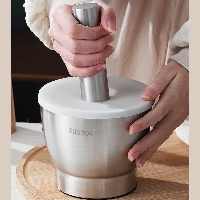 304 Stainless Steel Pestle Jar for Home Use, Garlic Mortar and Pestle, Garlic Grinder, Garlic Press, Mortar and Pestle, Solid Stone Mortar