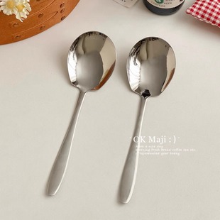 Ins-style Korean-style Stainless Steel Spoon Long Handle Large Size Sub-table Spoon Household Spoon High-value Soup Spoon Western Spoon