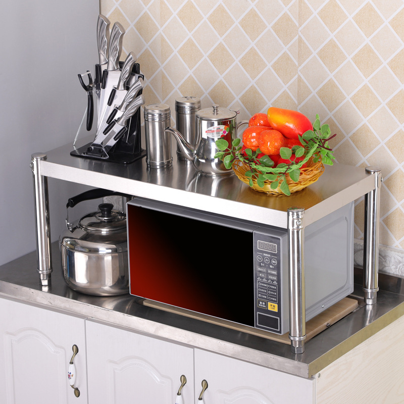 스테인레스 스틸 랙 주방 보관 랙 1 층 전자 레인지 레이어드 캐비닛 파티션 오븐 랙 저장 파티션