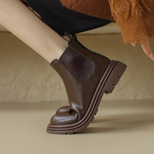 Ӣ��ܛƤ��ɫ�Р�����ѥŮ�ָ�2023�ﶬ�¿�ţƤ�R��ѥ�и���ѥ