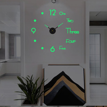 亚马逊跨境客厅创意夜光挂钟 DIY亚克力数字立体时钟 墙贴装饰钟