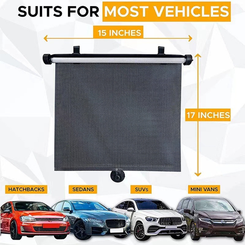 Telescopic car side windshield sunshade roller-type sunshade perforated suction cup sunshade