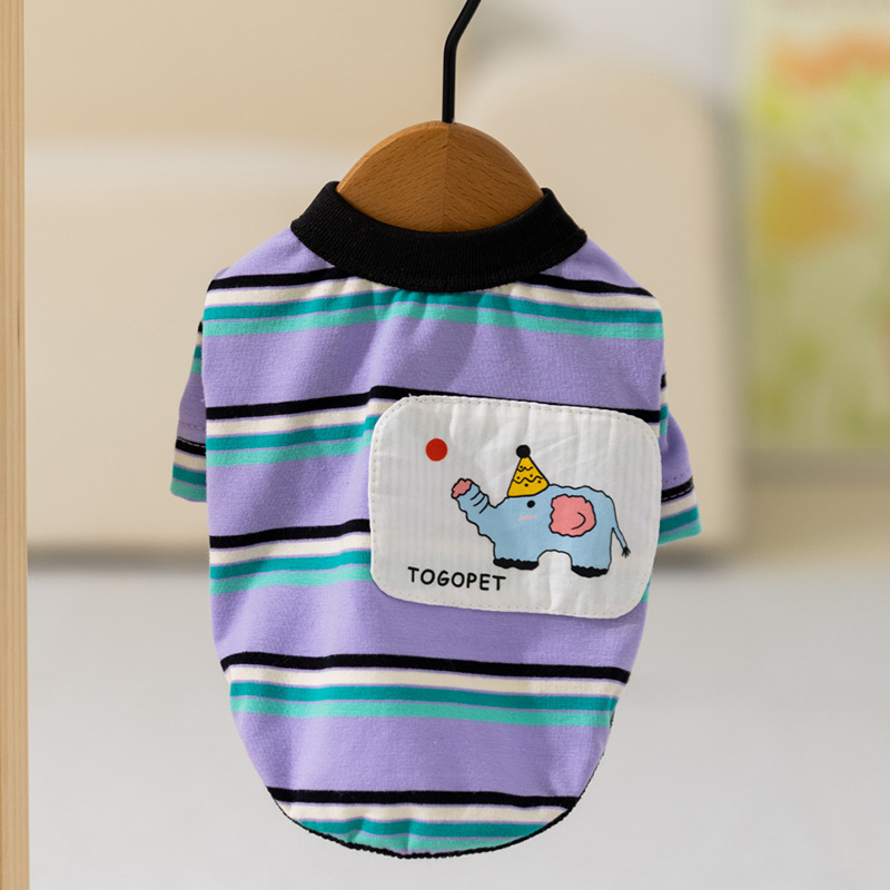Perro primavera y verano dibujos animados a rayas elefante chaleco de dos patas felino camiseta Teddy Bear adorable ropa de perro