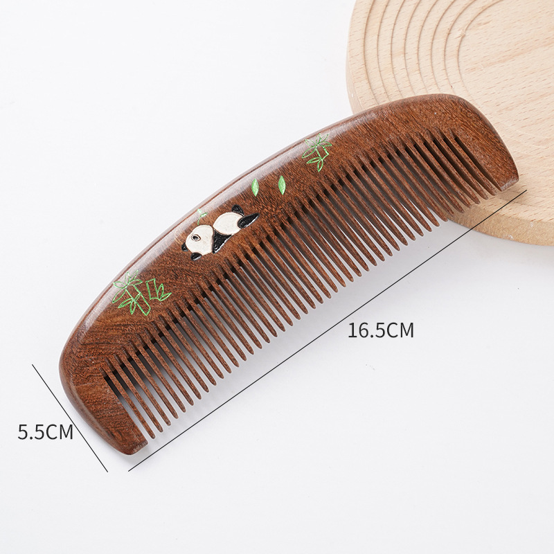 塗装された黒金白檀櫛家庭用ポータブル頭皮櫛ヘアスムージングメーカー卸売サポート彫刻黒金白檀櫛|undefined