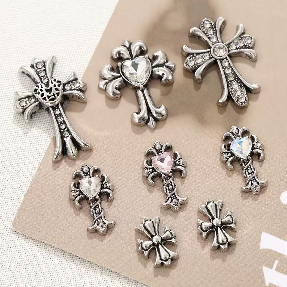 Functional Sweet and Cool Heart-Shaped Cross Alloy Pendant DIY Handmade Earrings Jewelry Bracelet Necklace Accessories Handmade Materials