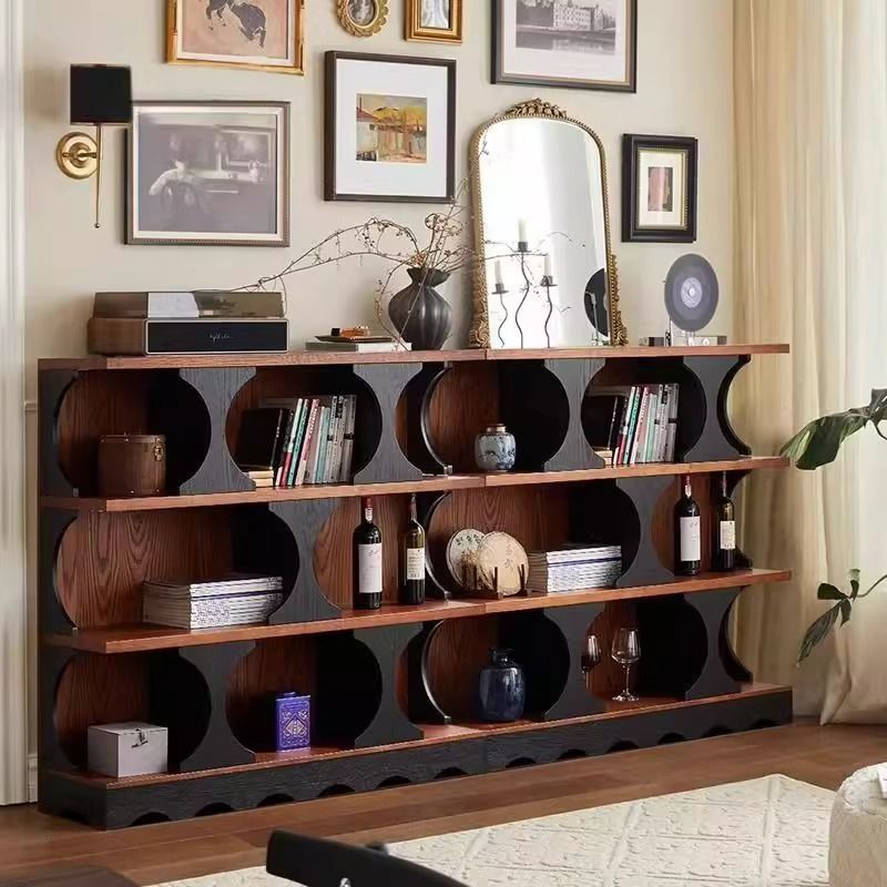 Retro Solid Wood Bookcase Living Room Display Cabinet Storage Cabinet High-End French Medieval Entrance Bedroom Storage Cabinet Decorative Cabinet
