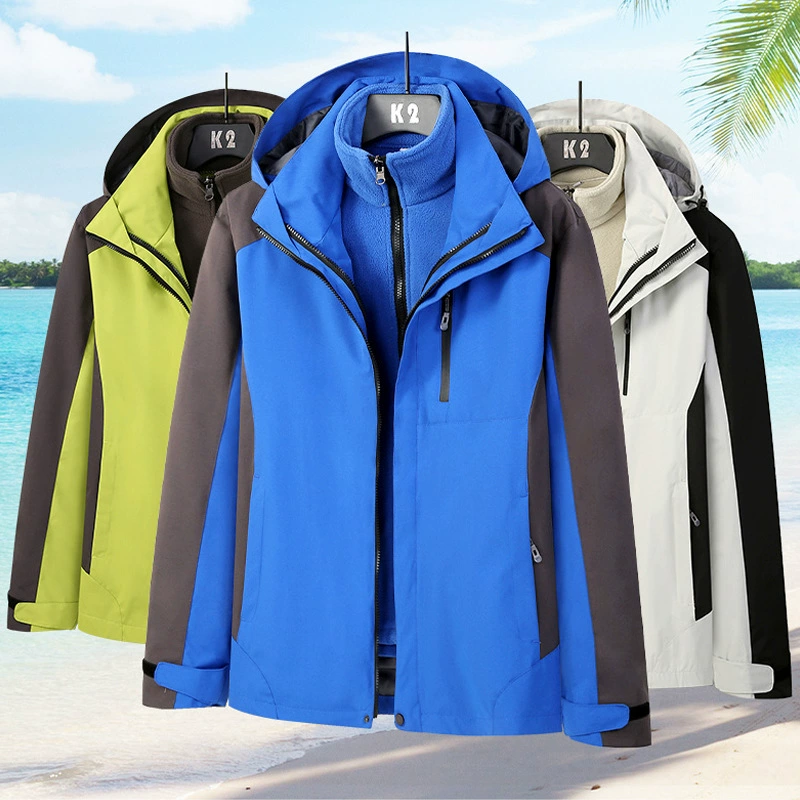 Новая ветровка на открытом воздухе плюс бархатная куртка Холодостойкая одежда Теплая одежда из двух частей Рабочая Одежда «Три в одном» для мужчин и женщин