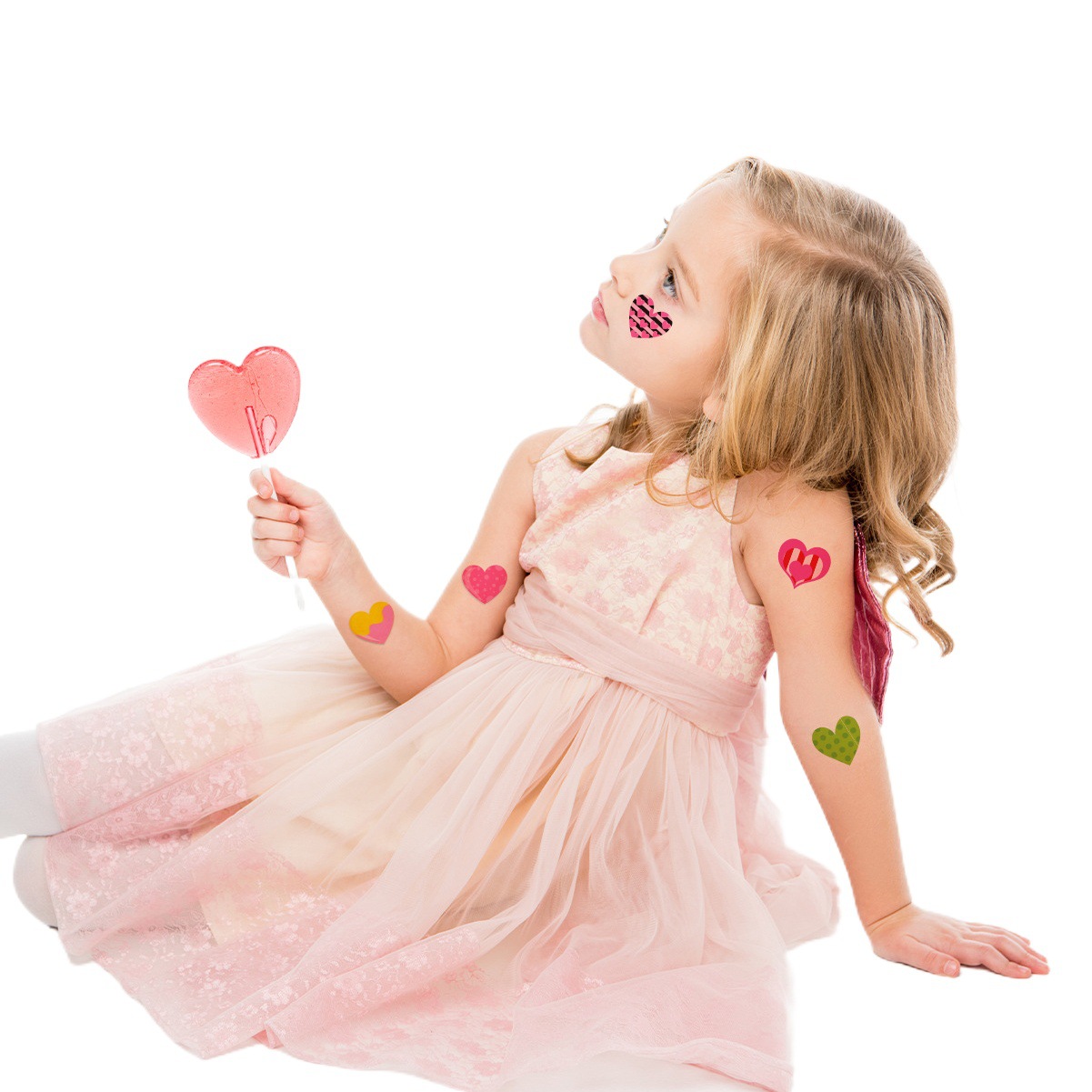 Tatuajes Faciales de Corazón para Niños de Papel de Transferencia de Agua, para Día de San Valentín