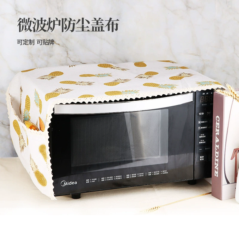 Микроволновая печь пылезащитный чехол хлопка и льна Печать Простой микроволновой печи крышка полотенце печь крышка пыли ткань фабрика оптом