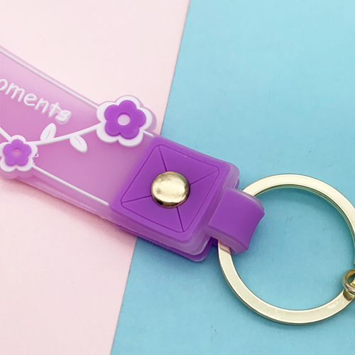 Transparent happy leather cord keychain pendant PVC soft rubber bag accessory Yiwu small commodity stall wholesale