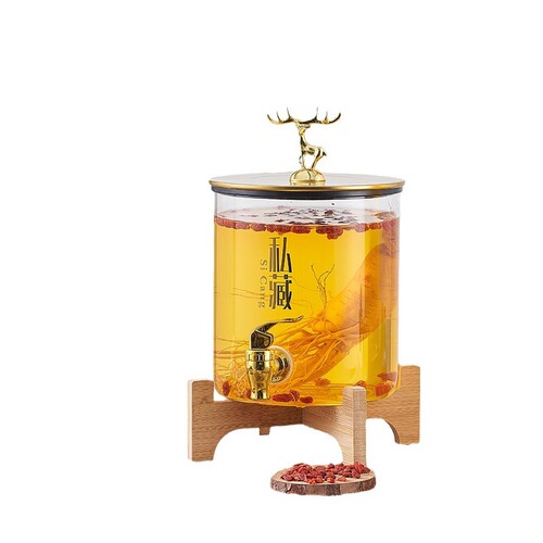 High-borosilicate glass wine bottle with tap, cold-water pitcher, juice container, cola bucket, chilled water jug, and lemonade/milk tea bucket
