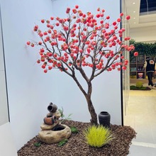 仿真柿子树新年许愿树落地假果树中式酒店橱窗装饰造景落地摆件