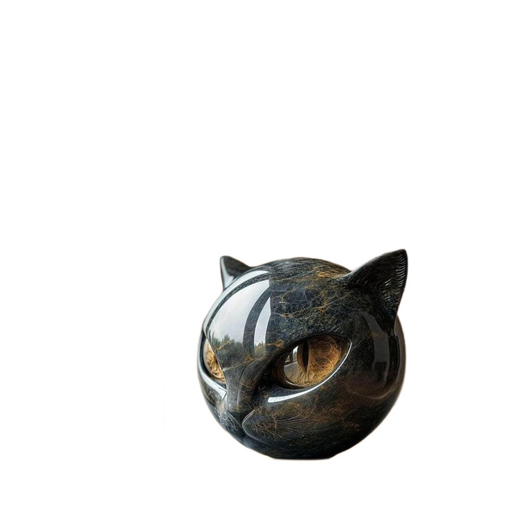 Flairgifts Luxury Black Cat Stone Sculpture 奢华黑猫石雕|undefined