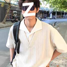 假两件polo领短袖T恤男夏季潮流休闲拼色青少年宽松复古半袖上衣
