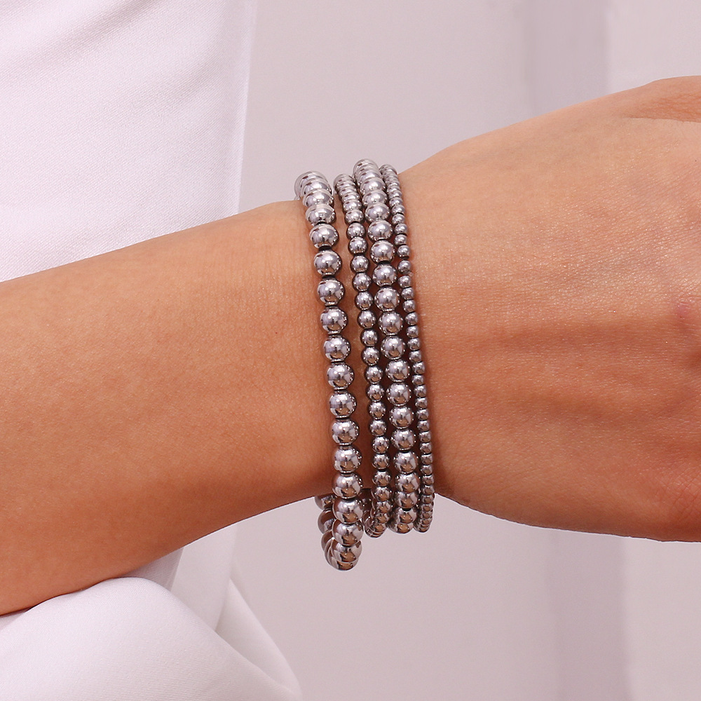 27g Weight Bracelets Classification 316L Stainless Steel Chain Material 1 Piece Quantity Anniversary, Party, Street Occasion 316L Stainless Steel Material Geometric Pattern Women's Gender Lady Style Waterproof Non Tarnish, Surgical Steel, Beaded, Plating Craft 316L Stainless Steel Geometric Waterproof Non Tarnish Surgical Steel Lady Bracelets For Women's 15