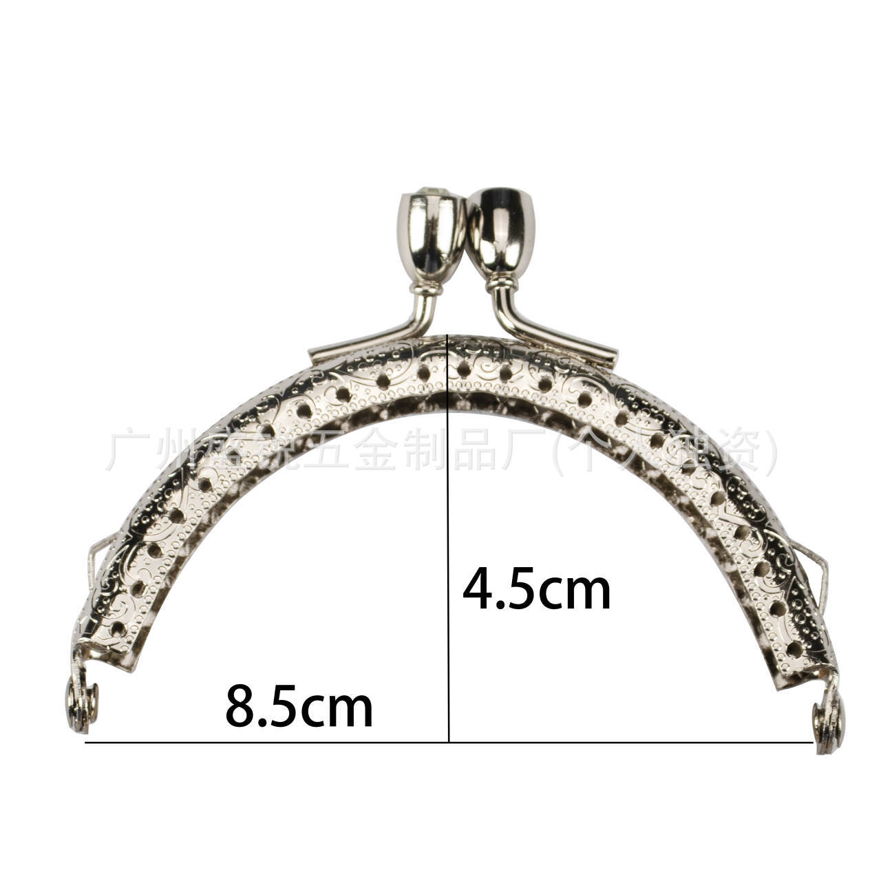 8.5cm diamantes en relieve semicircular oro dly accesorios de bolsas de muñeca hechas a mano bronce oro ligero